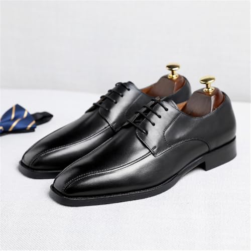 Men's Dress Shoes Formal Business Oxfords Plain Toe Lace Up Derby Shoes with Comfortable Padded Heel Collar3