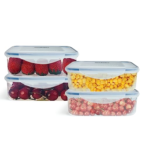 AGARO Airtight Container, Food Storage Container With Lid, Multipurpose Kitchen Container, Square Plastic Body, Leak Proof, BPA Free, Capacity 600ml Each, Pack of 4