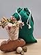 | 3 Jutesäckchen - 50x40 cm - 100% Jute, Geschenkbeutel, Dekoration, Aufbewahrung, Winter-Topfschutz (grün)