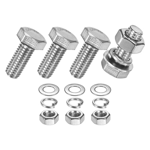 M METERXITY 4-Pack Hex Head Screw Bolt with Nuts Flat &amp; Lock Washers M8x18mm Stainless Steel Bolts and Nuts Kit Fully Threaded Metric Bolt Assortment for Equipment/Machinery