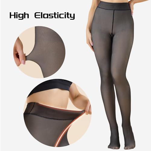 DarkCom Black Fleece Lined High Waisted Winter Warm Thermal Tights for Women4