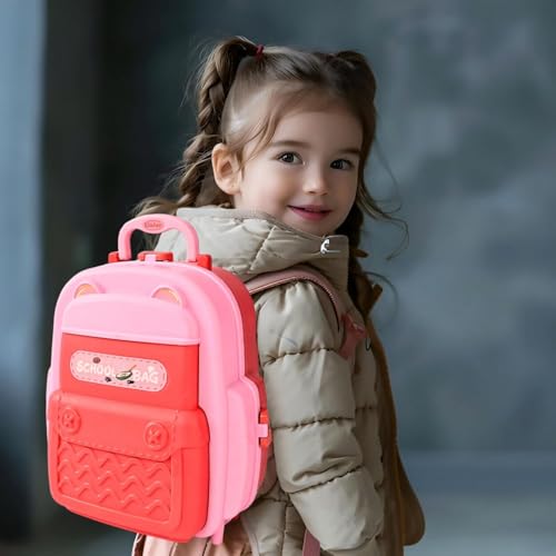 Image of 2-in-1 School Bag Kitchen Playset for Kids - Portable Pretend Food Party Role Play Cooking Set - Travel Case Toy for Girls & Boys (Ages 3+)
