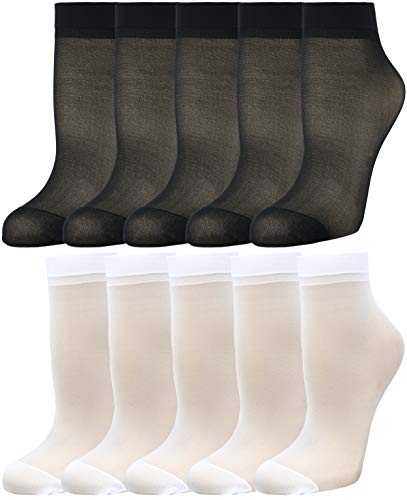 10 Pairs Women's Soft Pantyhose Sheer Ankle High Socks Hosiery