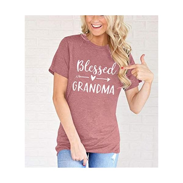 Blessed-Grandma-Shirt-Funny-Cute-Graphic-Tees-Women-Letter-Print-T-Shirt-Casual-Short-Sleeve-Tops Blessed Grandma Shirt Funny Cute Graphic Tees Women Letter Print T-Shirt Casual Short Sleeve Tops (XL, Red)