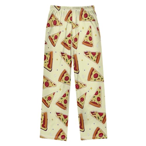 Cute Yellow Pizza Pajama Lounge Pants Elastic Waist Sleep PJ Bottoms with Pockets2
