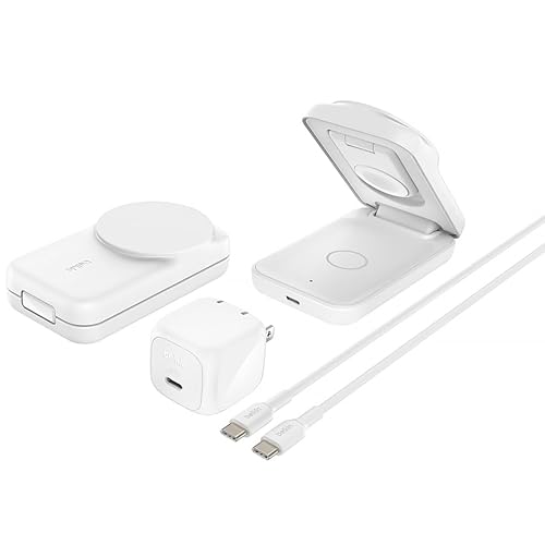 Belkin Qi2 25W Ultra Charge CX[d E 25W[dX^h 3 in 1 XNGAf Qi2F/MagSafeΉ }[dΉ iPhone 16~12 Apple Watch AbvEHb` Goo