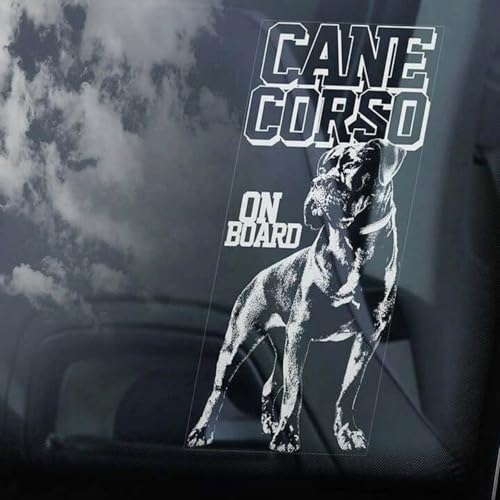 Madcolitote Cane Corso on Board Auto-Fensteraufkleber, Vorsicht vor dem Hund, italienischer Mastiff-Schild, Vinyl, gestanzt, lustiger Stoßstangen-Aufkleber, Geschenk für Hunde und Haustiere