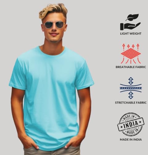 Image of ADRO Men's Cotton Regular Fit Combo Plain Solid T-Shirt Pack of 2