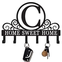 SIFZYJGN Metal Letter C Key Holder for Wall, Monogram Coat Rack Wall Mount, Key Hooks Perfect for Bathroom, Living Room, Kitchen, Office Ideal Wedding, Anniversary, Housewarming Gift (C)