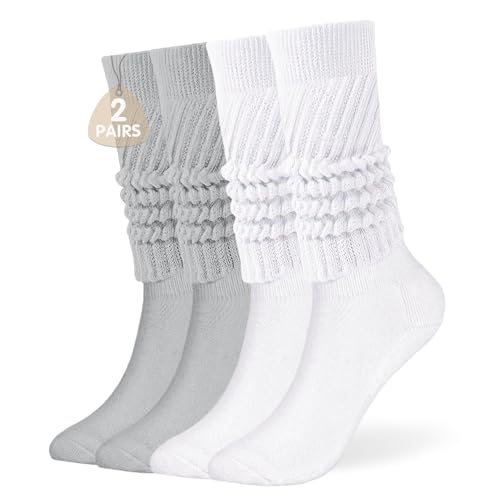 Image of Buauty Slouch Socks for Women, Soft Extra Long Chunky Scrunch Knee High Sock Winter Knit Slouchy Socks Leg Warmmers