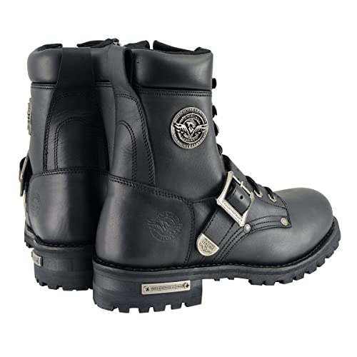 Milwaukee Leather MBM101-BLK-12 Men'S Black Leather Lace-Up Engineer Motorcycle Boots W/Buckles And Side Zipper Mbm101-12 thumb #7