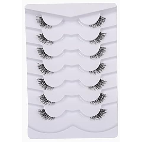 GMAGICTOBO False Eyelashes Natural Half Lashes Short Wispy Clear Band Lashes Pack Cat Eye 3D Faux Mink Lashes 7 Pairs Multipack Cover