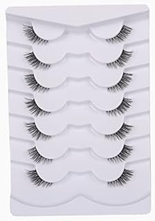 GMAGICTOBO False Eyelashes Natural Half Lashes Short Wispy Clear Band Lashes Pack Cat Eye 3D Faux Mink Lashes Fake Eyelashes 7 Pairs Multipack