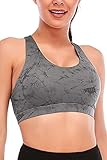 RUNNING GIRL Sports Bra for Women, Criss-Cross Back Padded Strappy Sports Bras Medium Support Yoga Bra with Removable Cups(2353 Slate Gray_XS)