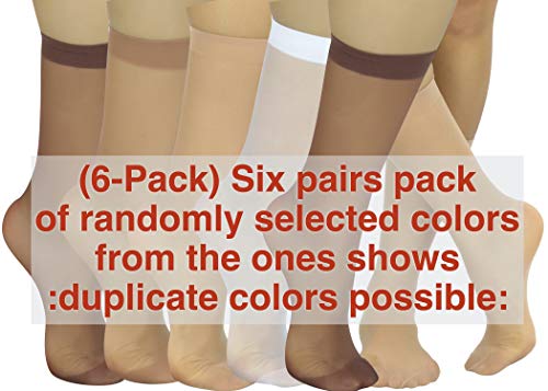 Image of ToBeInStyle Women's Pack of 6 Trendy Sheer Nylon Crew Sock Stockings