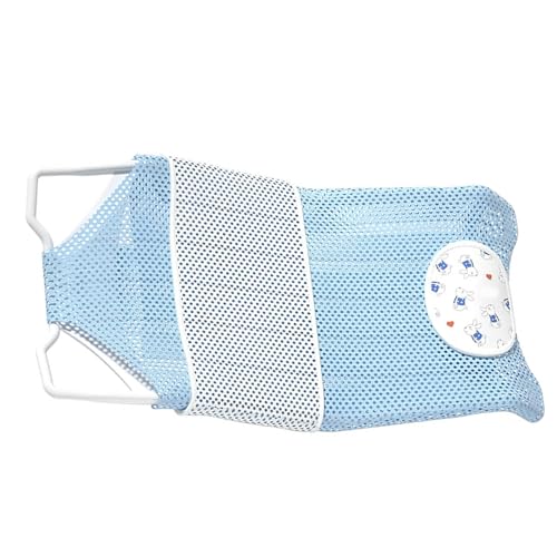 Image of Fafeicy Baby Bath Seat Support Non Slip Mesh Cushion Portable Bath Tub Seat Net for Newborns to Toddlers (Blue, Pillow, Slip Pad)