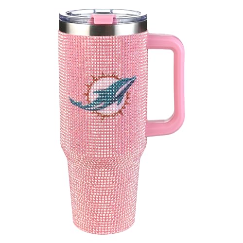 Image of The Memory Company Officially Licensed 40oz Pink Bling Game Day Tumbler, Miami Dolphins