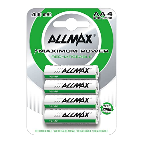Allmax Rechargeable Aa Maximum Power Batteries Nimh Double A Battery (4-Pack) –Ultra Long-Lasting, Pre-Charged, Recharge Up To 2,000 Times (1.2V) #TOP14