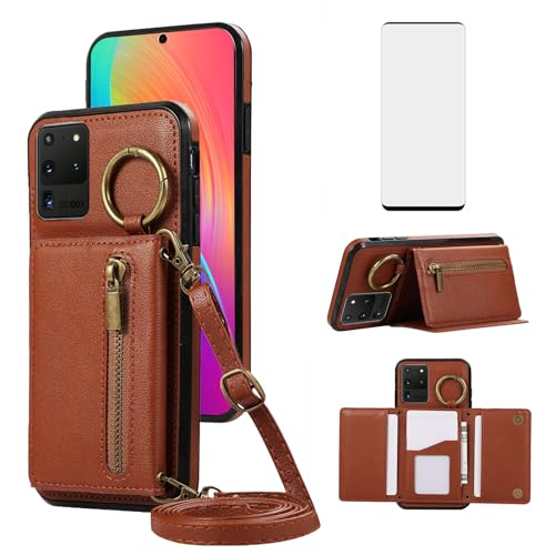 Coque Galaxy S21 Ultra Asuwish ZHKLLB US en cuir marron pour protection mobile