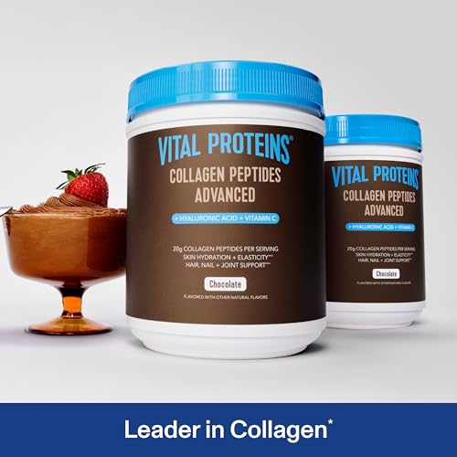 Vital Proteins Collagen Peptides Advanced, Hydrolyzed Peptides with Hyaluronic Acid and Vitamin C - Chocolate Flavor Powder, 24.7oz - Image 3