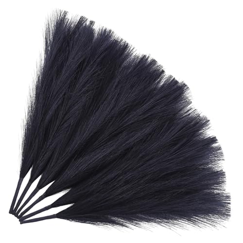 Black Artificial Pampas Grass Decor, 45CM 6pcs Faux Pampas Grass, Fluffy Black Pampas Grass for Room Decoration, Wedding Party Home Decor