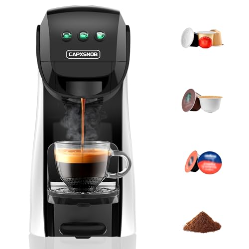 Warriors1 Macchina da Caffè a Capsule 4-in-1 per Nespresso OL, Dolce Gusto, Lavazza A Modo Mio e Polvere di Caffè, 20 bars, 0,8 L, Calore e Quantità Regolabili, Compatta Espressore per Casa e Ufficio