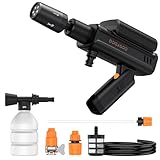 DOQASOO 高圧洗浄機 ハンディ 高性能5in1ノズル 充電式 900g軽量 バッテリー式 ペットボトル給水対応 【充電中使用可能】簡単セット 家庭用 洗車 ベランダ 網戸 自転車掃除 折りたたみ式 持ち運び便利 庭/屋外/階段/ガラス/ブロック塀/玄関/ベランダ/浴室/年末大掃除/キャンプ 高圧洗浄機コードレス