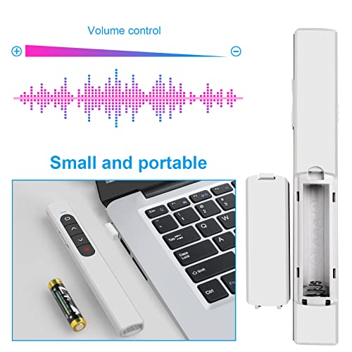 Image of Presentation Clicker Wireless Presenter Remote with Hyperlink & Volume Remote Clicker for PowerPoint Office Classroom Presentation Remote Control Pointer Slide Advancer (Battery Included)