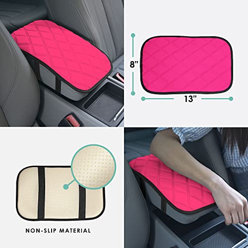 Image of FH Group Neosupreme Pink Diamond Pattern Center Console Pad - Water-Resistant Armrest Cover Protector for Cars, SUVs & Trucks