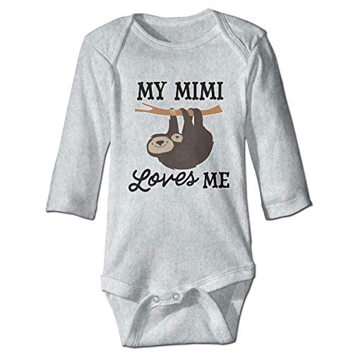 My Mimi Loves Me Infant Baby Bodysuit Toddler Rompers Long Sleeve Unisex Gray