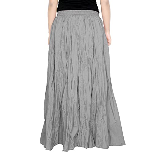 Image of Sttoffa Women Solid Color Maxi Plain Cotton Full Length White Skirt 40 inch Long Cotton Long Skirt