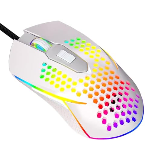 Ratón RGB para juegos ultraligero Circle Pit con carcasa de panal y 6 botones en blanco