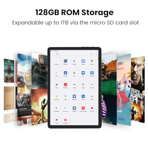 Image of kinstone 10.1 inch Android Gaming Tablet - 6GB RAM 128GB ROM Expandable 1TB, MTK8183 Octa-Core 2.0GHz, 1280x800 HD Display, Dual 5MP Cameras, 6000mAh Battery, 2.4 /5G WiFi, Bluetooth 5.0, Gray