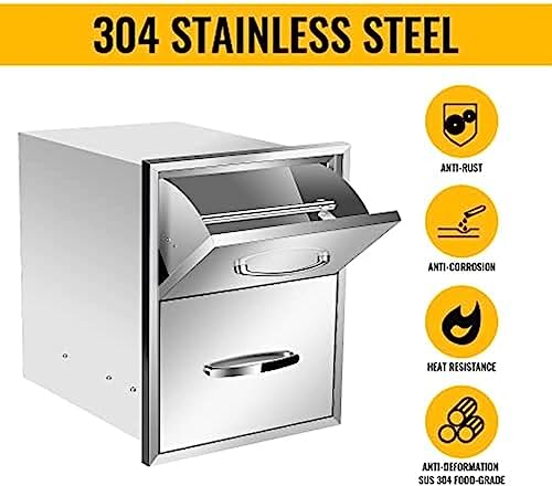BBQ-Outdoor-Kitchen-Drawers-Stainless-Steel-3-Drawer-BBQ-Drawer-Enclosed-Built-in-Drawer-Flush-Mount-for-Outdoor-Kitchens-BBQ-Islands16Wx20Dx20H BBQ Outdoor Kitchen Drawers Stainless Steel 3 Drawer BBQ Drawer Enclosed Built in Drawer Flush Mount for Outdoor Kitchens BBQ Islands16Wx20Dx20H