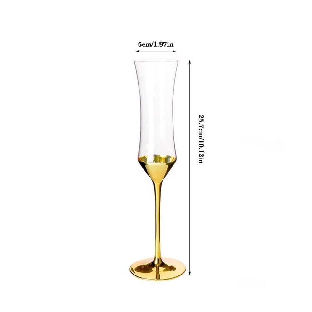 Flute da champagne a vita stretta placcati in oro da 2 pezzi da 5,58 once, for regali di riunioni annuali di banchetti aziendali Bicchiere per bevande