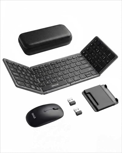 Ghajz Foldable Keyboard and Mouse Combo for Business Travel, a Portable Office with Bluetooth (Black...