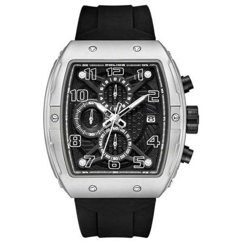 Image of Police Black Dial Chronograph Silicone Strap Watch for Men