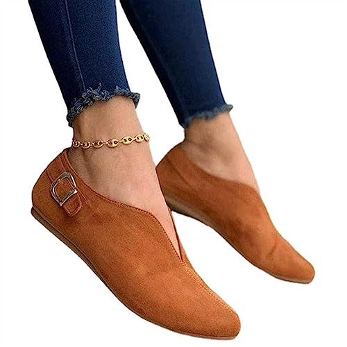 Women's Classic Pointy Toe Penny Loafers Casual Low Heels Suede Flat Slippers Slip On Ladies Driving Soft Loafer Shoes for Work Nurse2