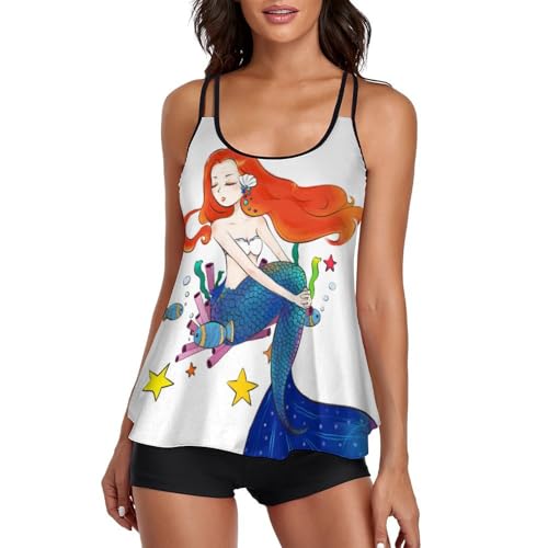 Tankini ensemble bikini avec short de garçon pour robe de plage fée sirène femme