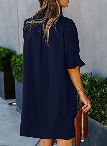 image for QACOHU Spring Summer Dresses for Women 2025 V Neck Flowy Swing Shift D