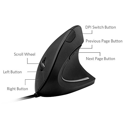 Anker Ergonomic Optical Usb Wired Vertical Mouse 1000/1600 Dpi, 5 Buttons Ce100 #TOP1