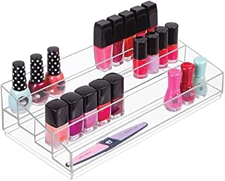 mDesign Makeup Organiser - Cosmetics Organiser With 5 Compartments for Makeup Storage, Nail Polish Storage and Other Beauty Products - Clear