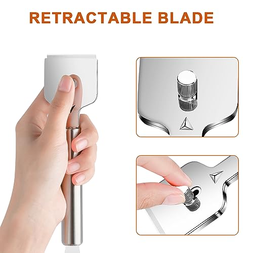 Foto von Flintronic Ceranfeldschaber Metall, Schaber Ceranfeld mit 24Pcs Ersatzklingen, Glasschaber Ceranfeld, Kochfeldschaber, Ceranfeld Kratzer Entfernen für Reinigung Von Backofen, Induktionskochfeld, Herd