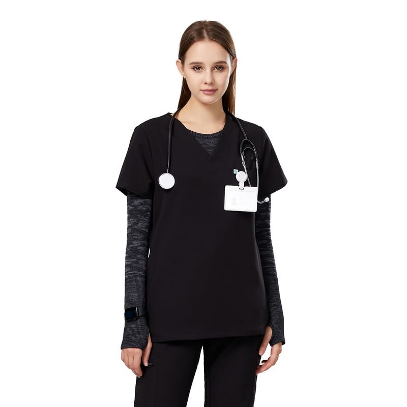 Uniforms World Ellisa Women Scrubs Top — Classic fit, V-Neck, 3 Pockets, Anti-Wrinkle