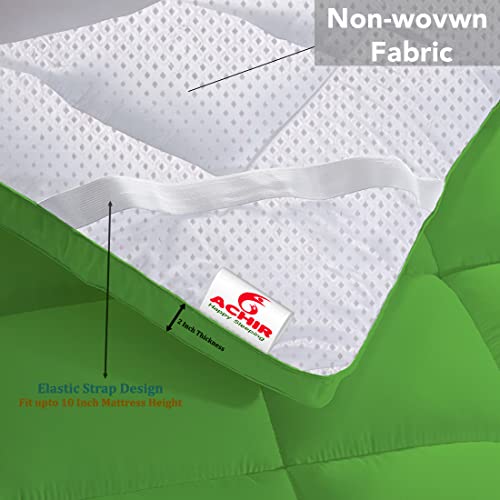 Image of ACHIR 500 GSM Super Soft Microfiber Mattress Topper /Padding for Soft and Comfortable Sleep - Mint Green, (Queen XL, 66 inchx78 inchinch, 5.5ft x 6.5ft)