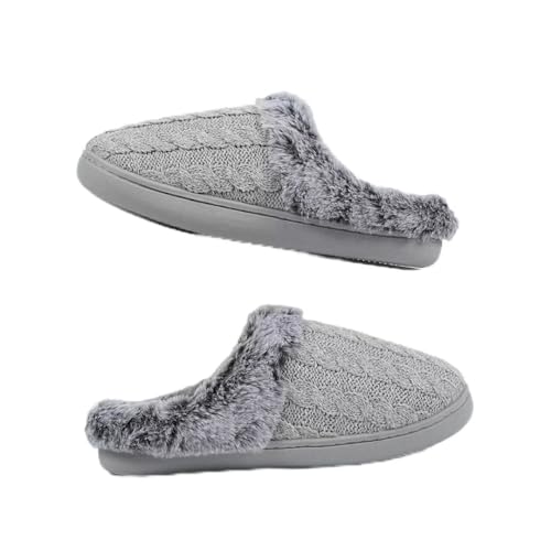 Plush knitted slippers woven wool slippers braided pattern slippers memory foam cloud slide slippers indoor home shoes