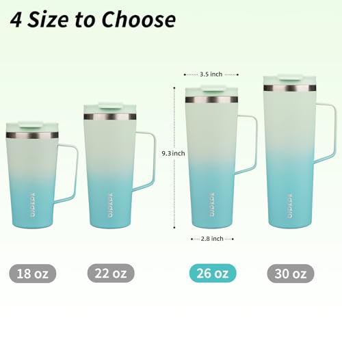 Image of BJPKPK 26oz Insulated Tumbler with Handle, Lid & Straw, Stainless Steel