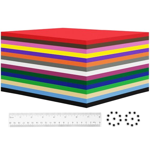 biguphate 90 Pack EVA Foam Sheets, 8 x 8IN, 1mm Thick Foam Paper, Assorted 15 Colors for Arts and Crafts, Perfect for Art Projects and Cosplay