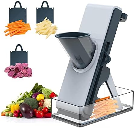 Jullien Slicer, for Vegetables Cutting Frozen Meal or Sausages Food Slice, Slice Mandoline with Container, Thickness Adjuster Multi Blades