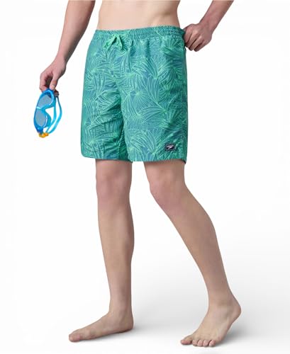 Image of Speedo Men's 4 Way Flex Essential Printed Watershorts with Side Pockets | Water Repellent | Internal Drawcord | Wide Waistband Swimming Trunks